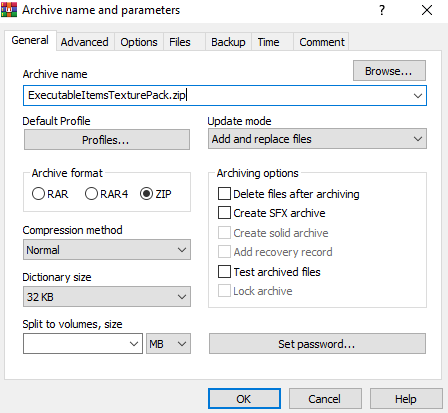 Change to .ZIP format